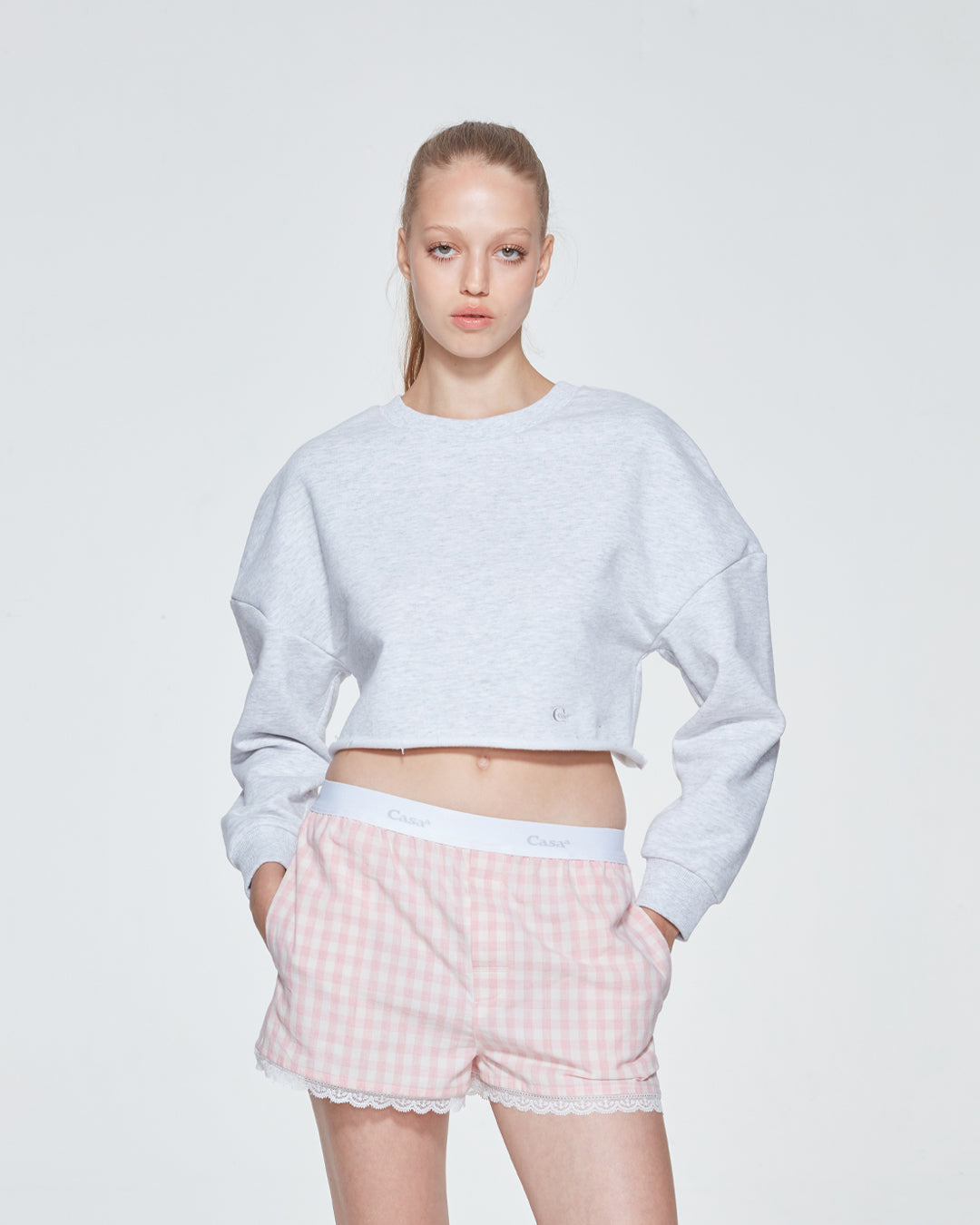TERRY CROPPED TOP (GREY)