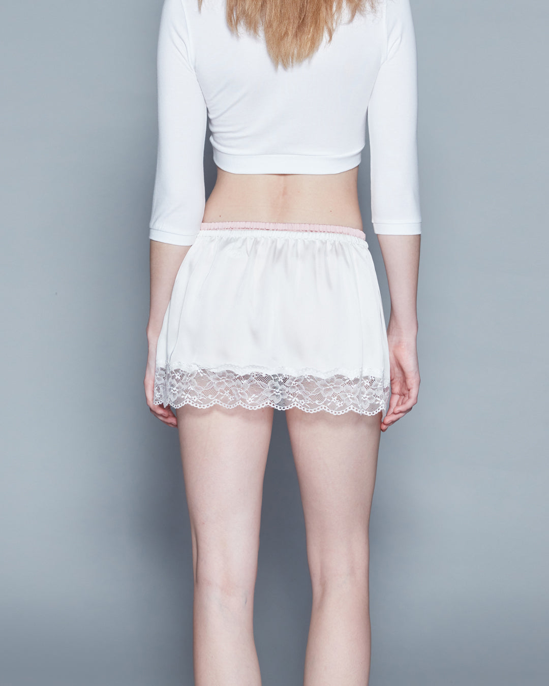 LACE TRIMMED MINI SKIRT