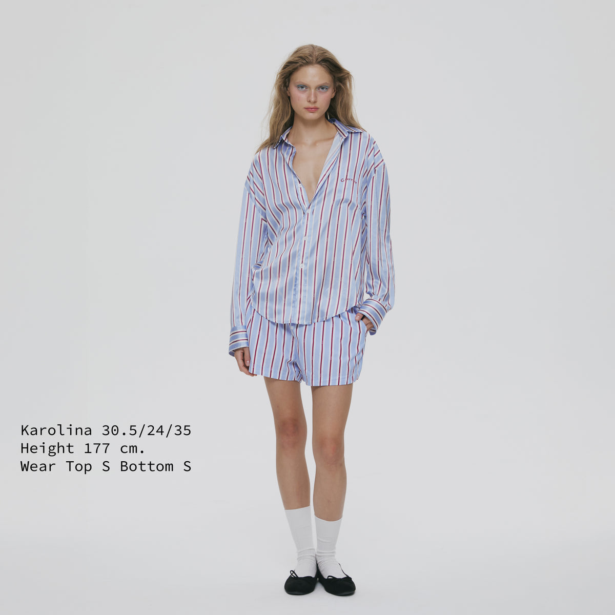 SATIN STRIPE SHIRT (C LOGO)
