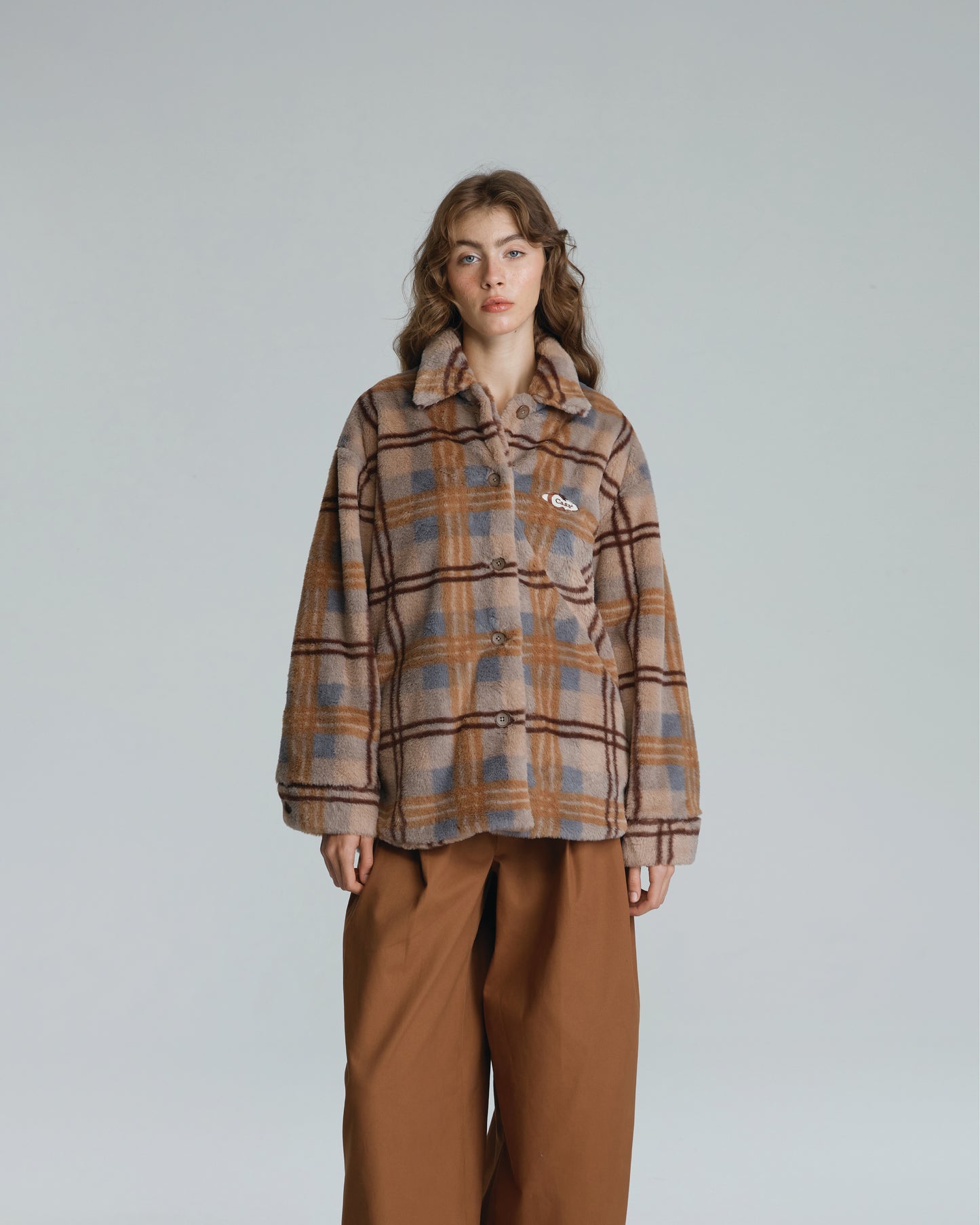 FAUX FUR TARTAN JACKET