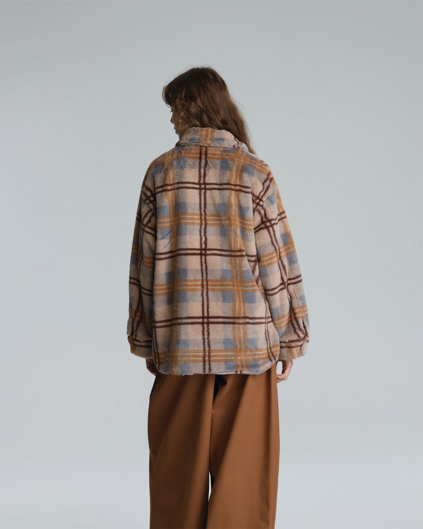 FAUX FUR TARTAN JACKET