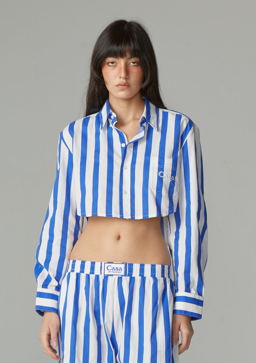 CROPPED PJ BIG STRIPE SHIRT