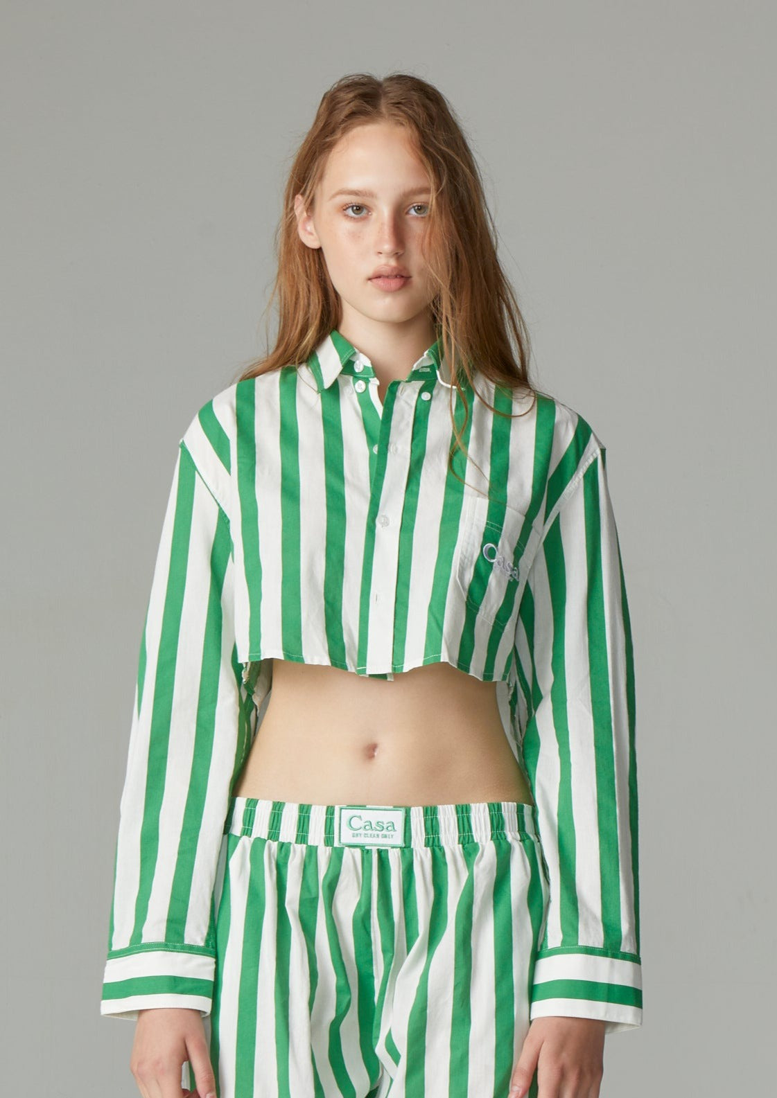 CROPPED PJ BIG STRIPE SHIRT