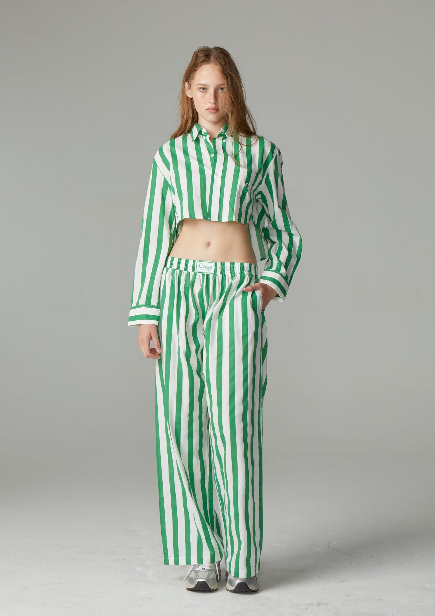 CROPPED PJ BIG STRIPE SHIRT