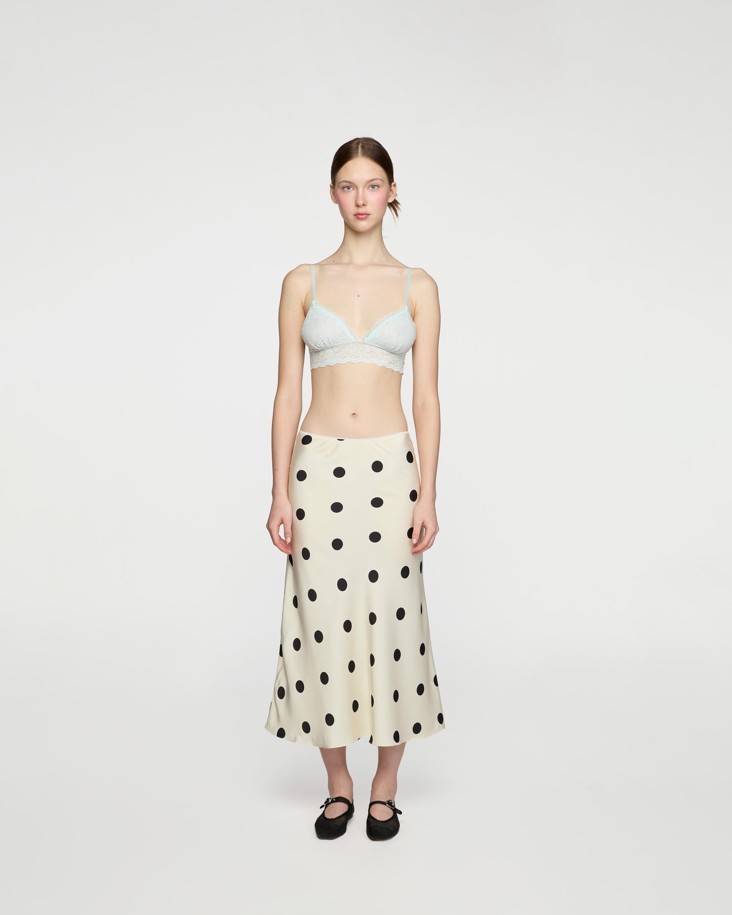 OFF WHITE POLKA DOT MIDI SKIRT