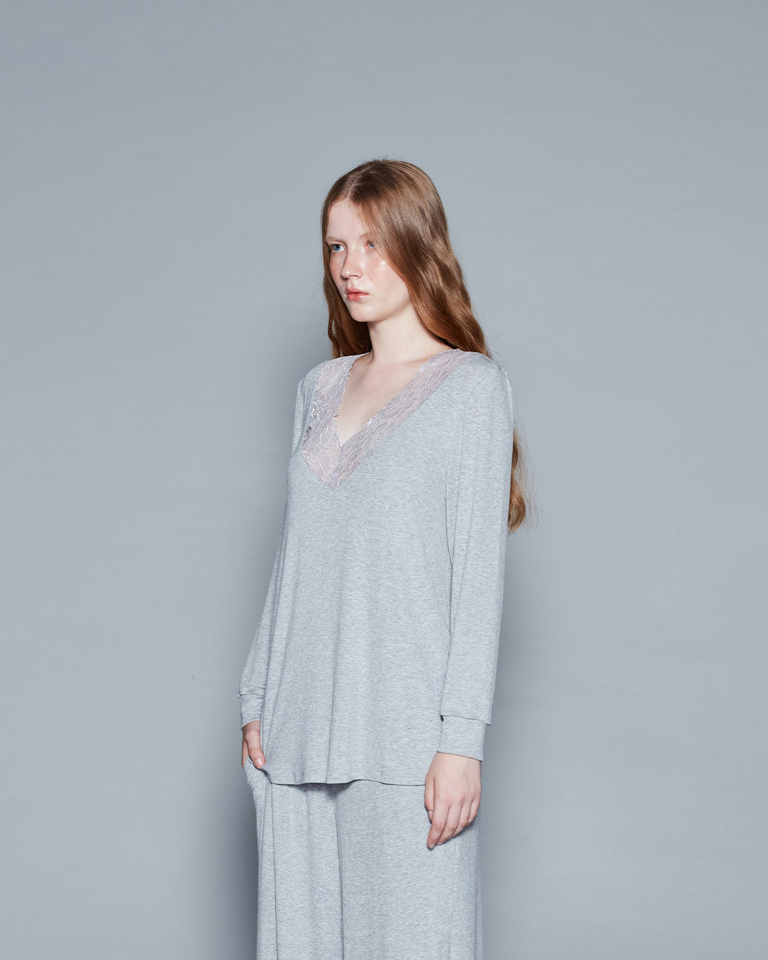 RIBBED PJ SET (GREY)