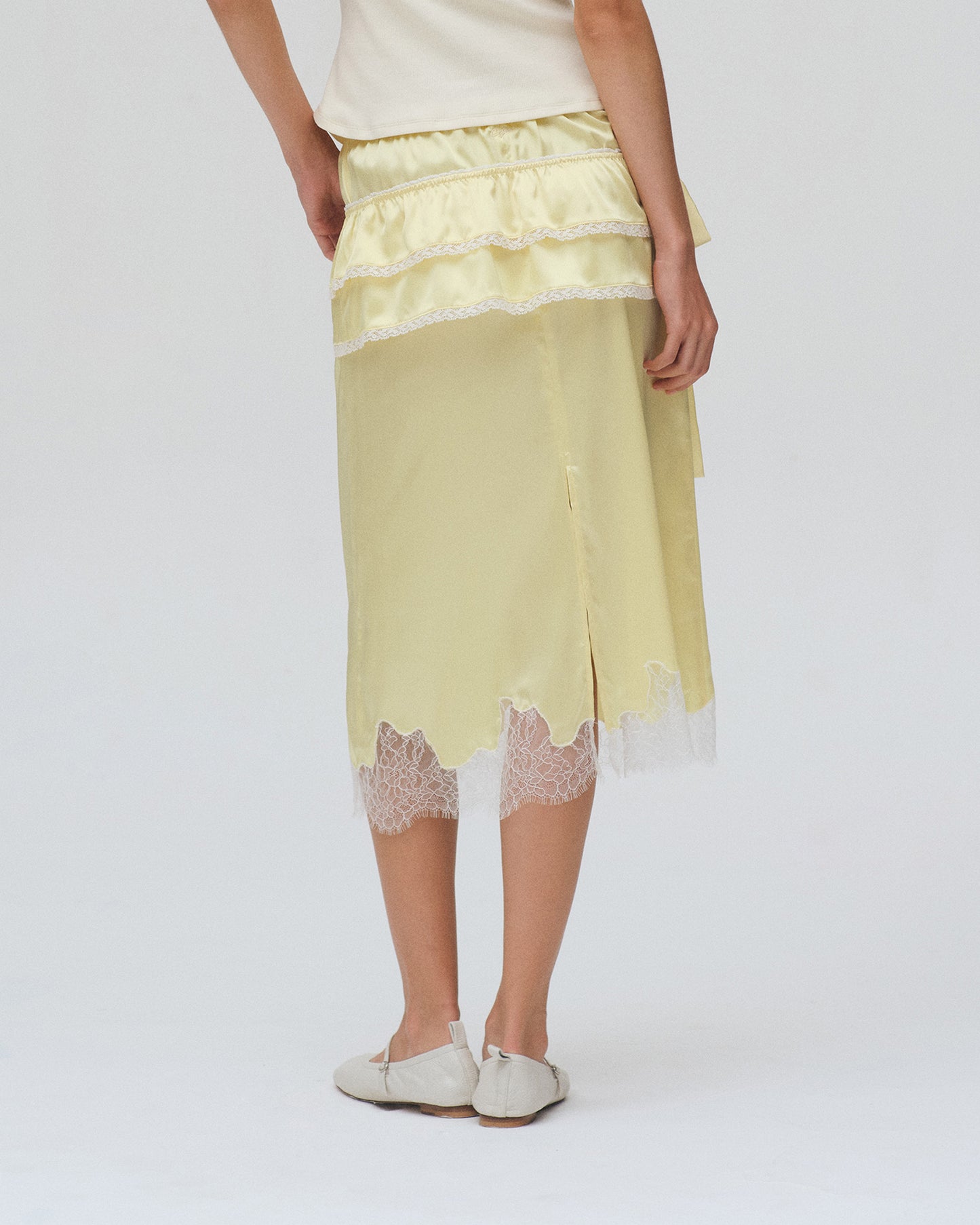 YELLOW SATIN MINI APRON
