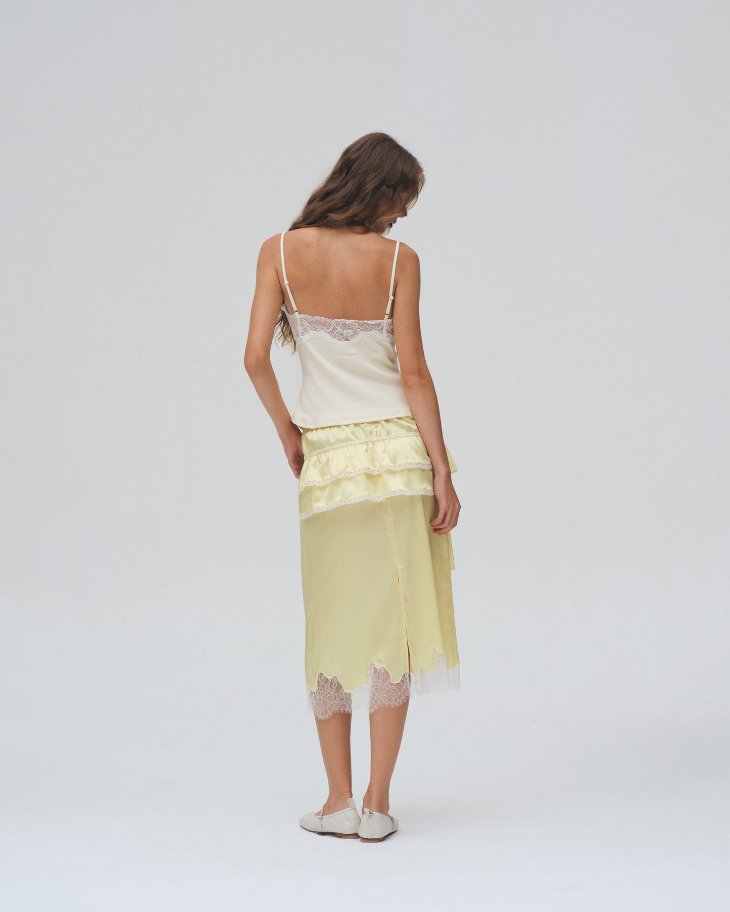 YELLOW SATIN MINI APRON