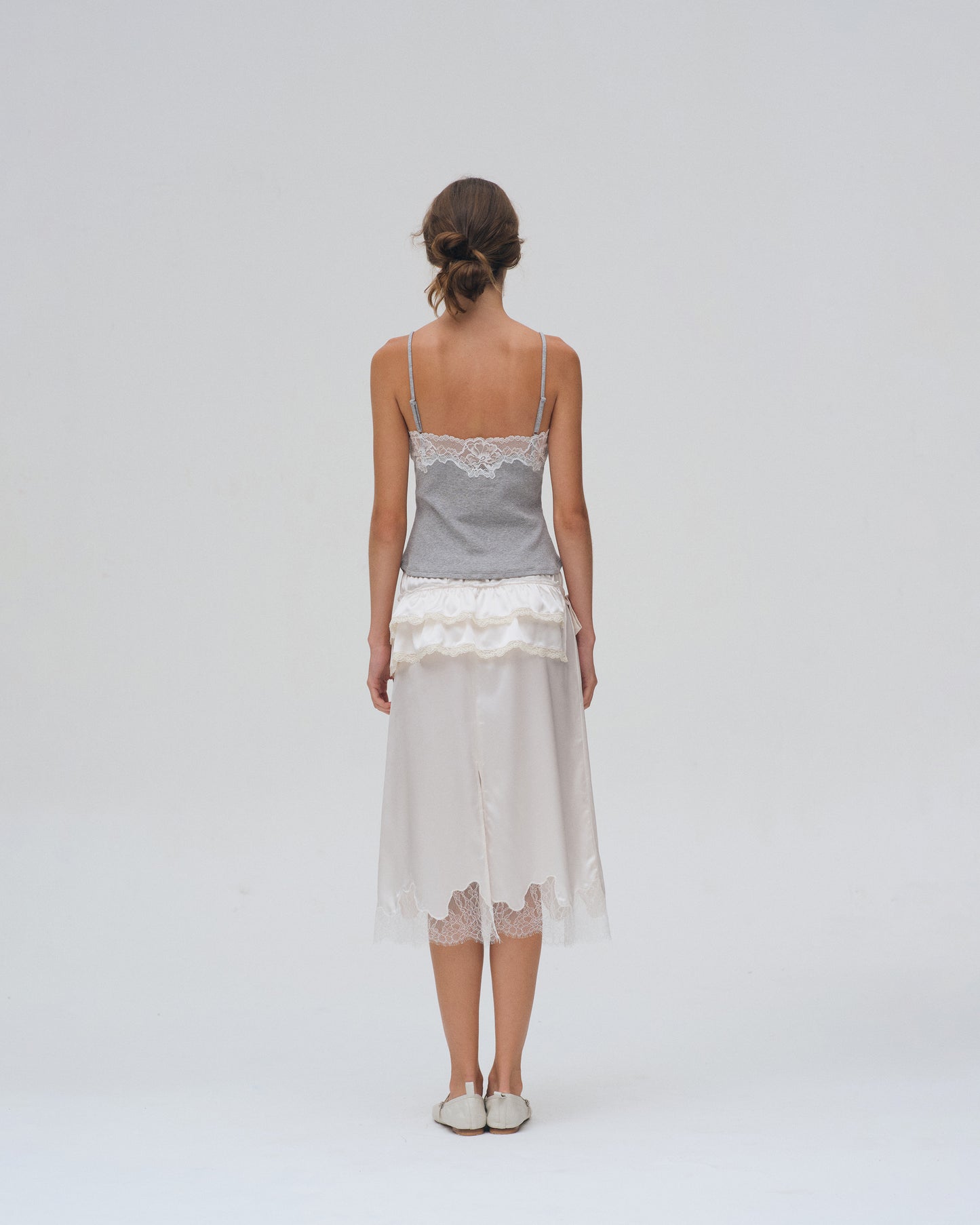 OFF WHITE SATIN MINI APRON