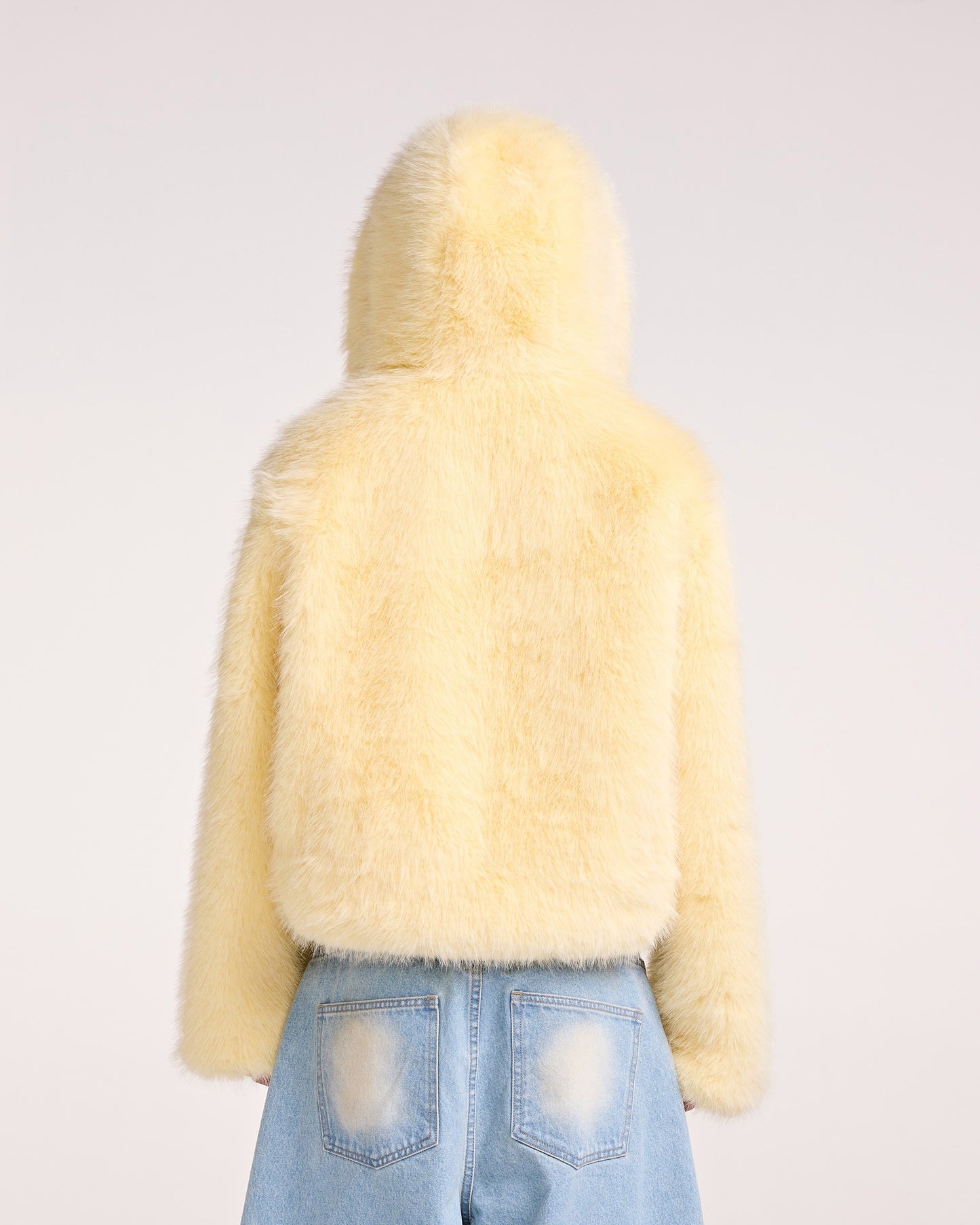 HOODIE FAUX FUR JACKET (YELLOW)