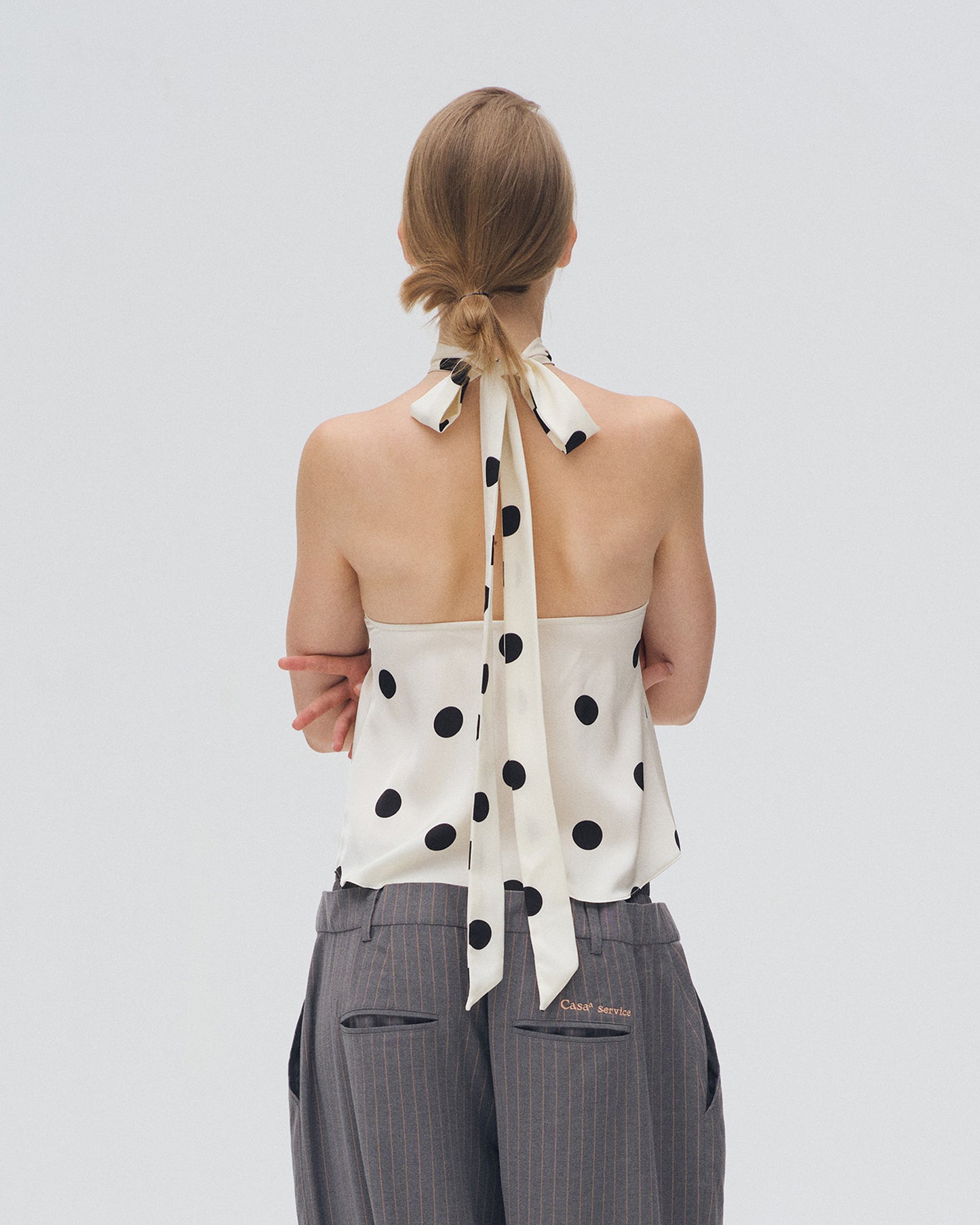 POLKA DOT HALTER TOP (OFF WHITE)