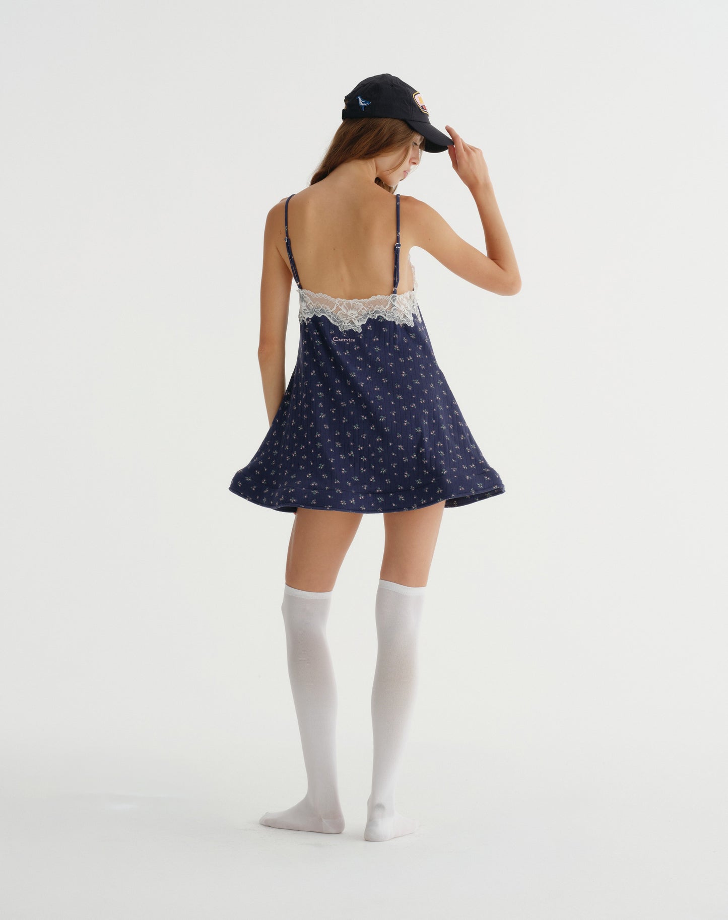 BOUNCY HEM MINI DRESS (NAVY)
