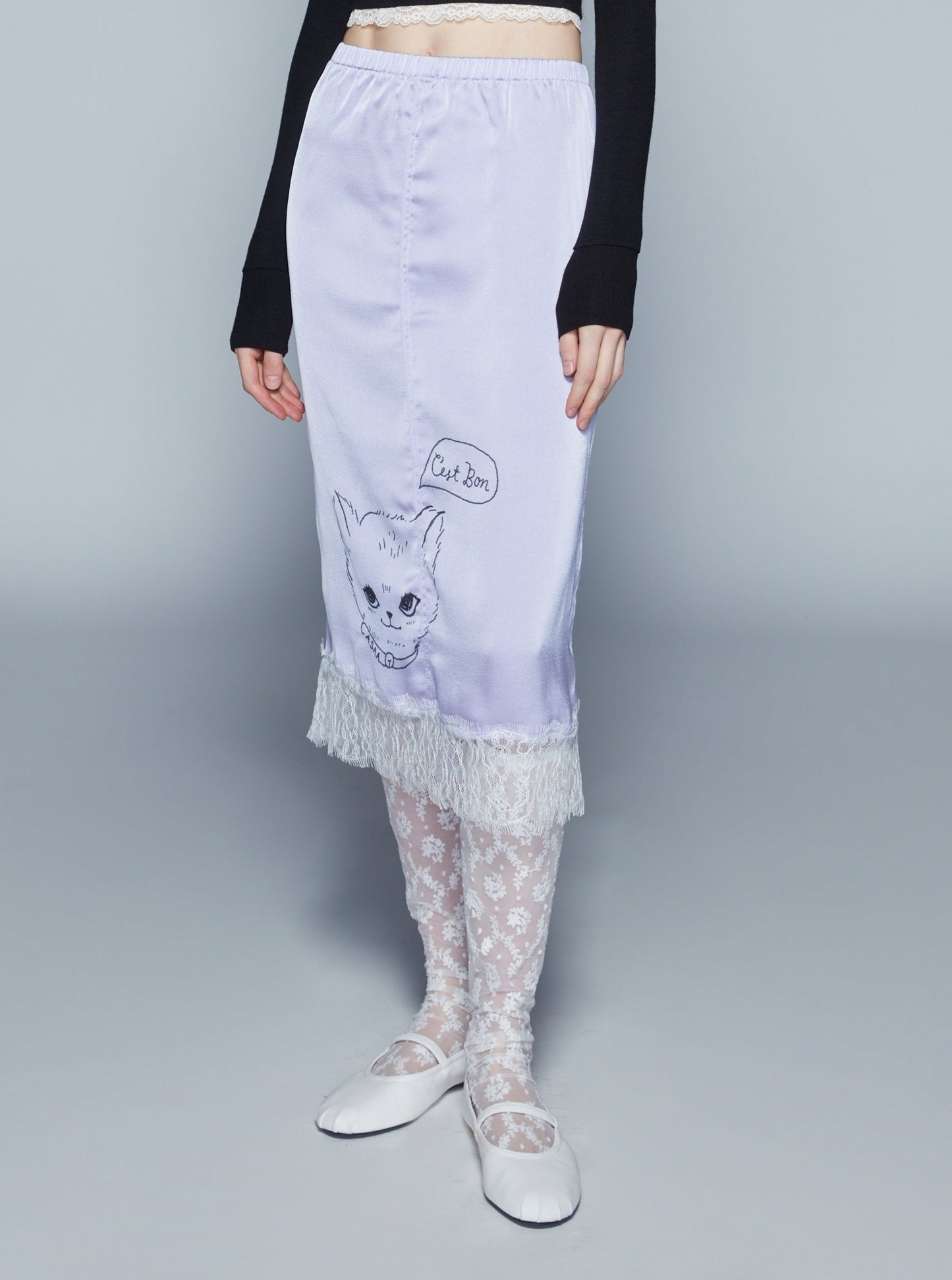 MIDI SATIN SKIRT (PURPLE)