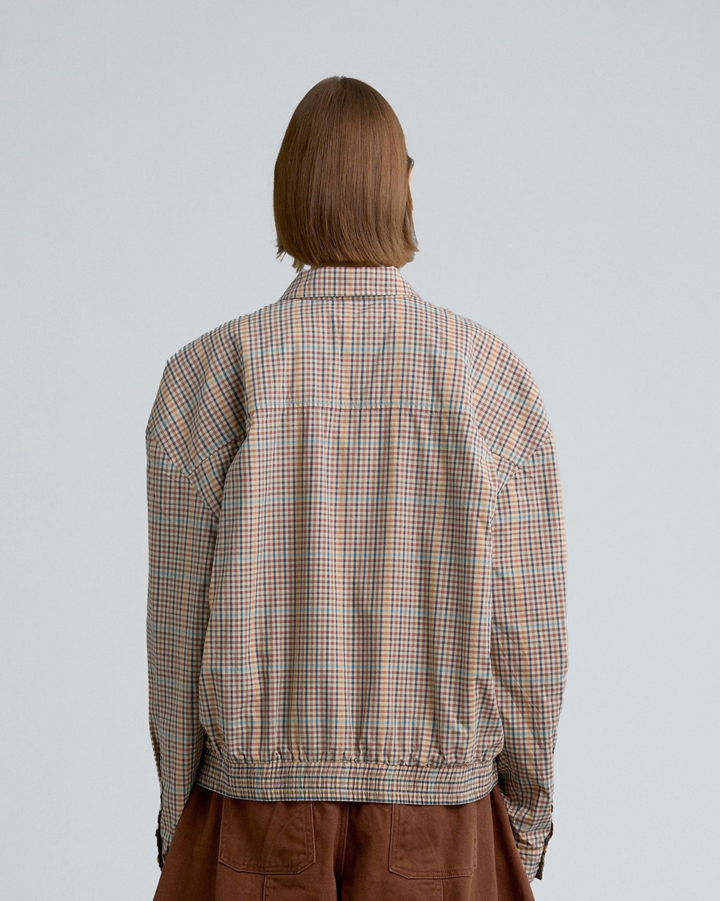 GINGHAM JACKET (BROWN)