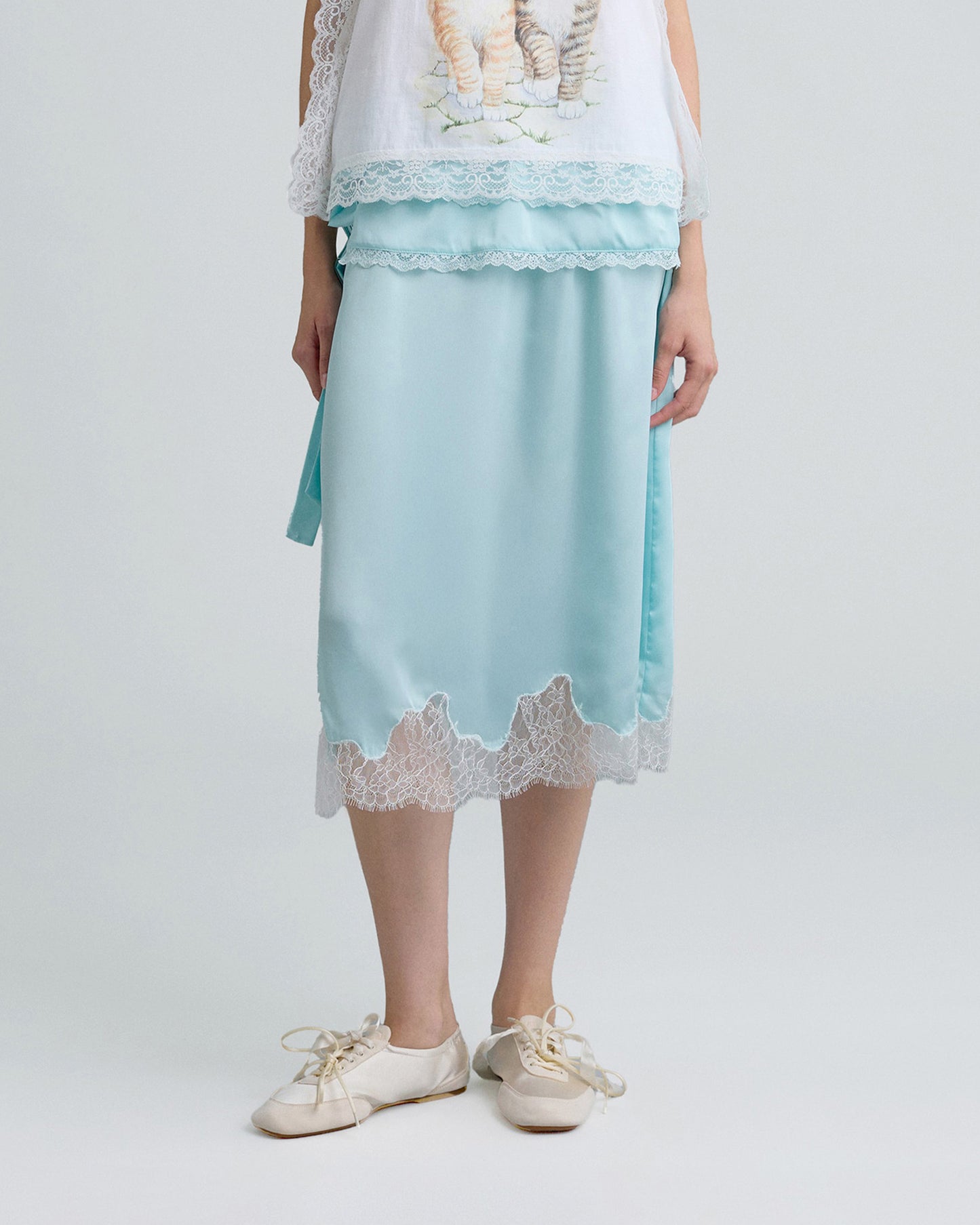 MIDI SATIN SKIRT (MINT)