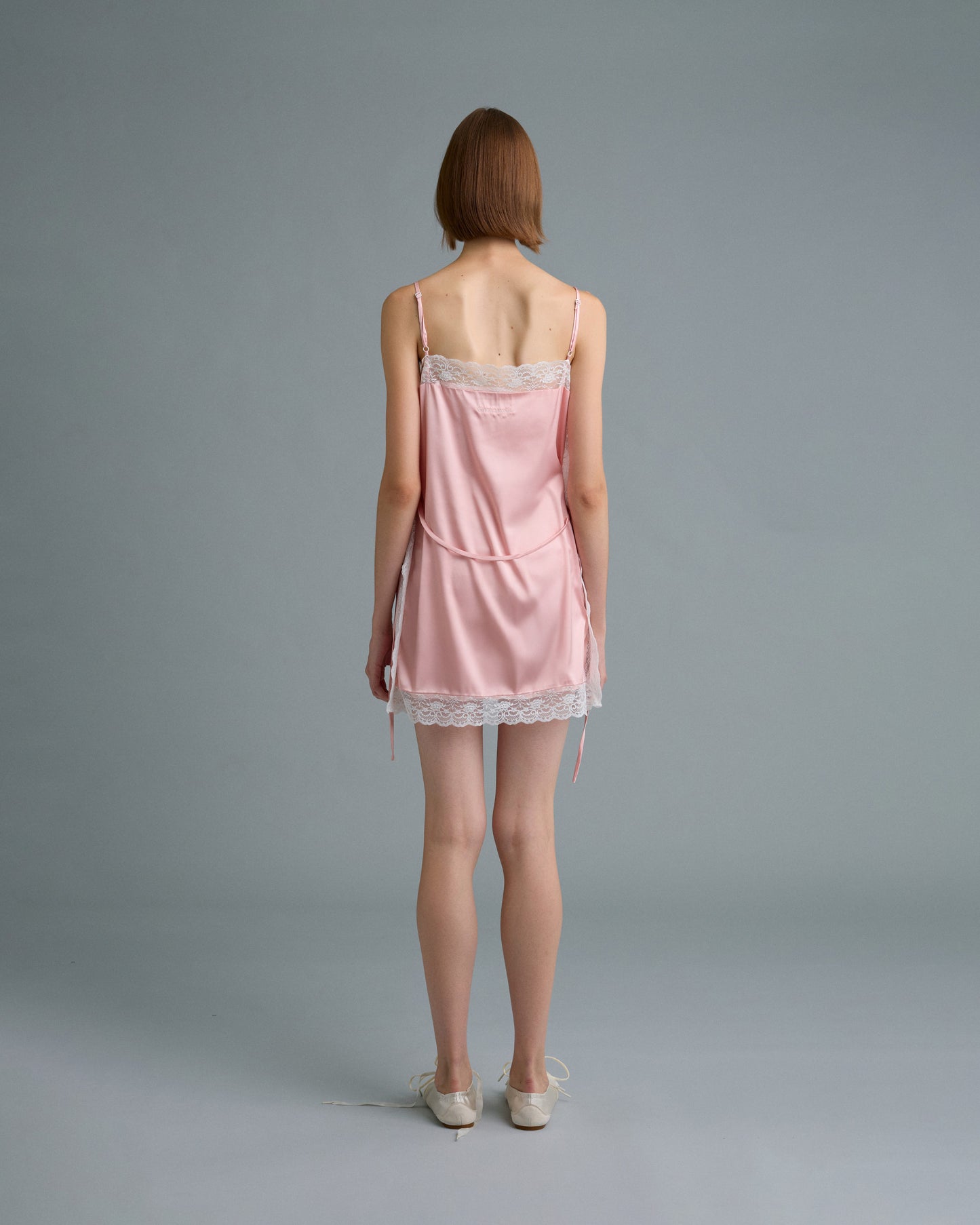 SQUARE SATIN MINI DRESS (PEACH)