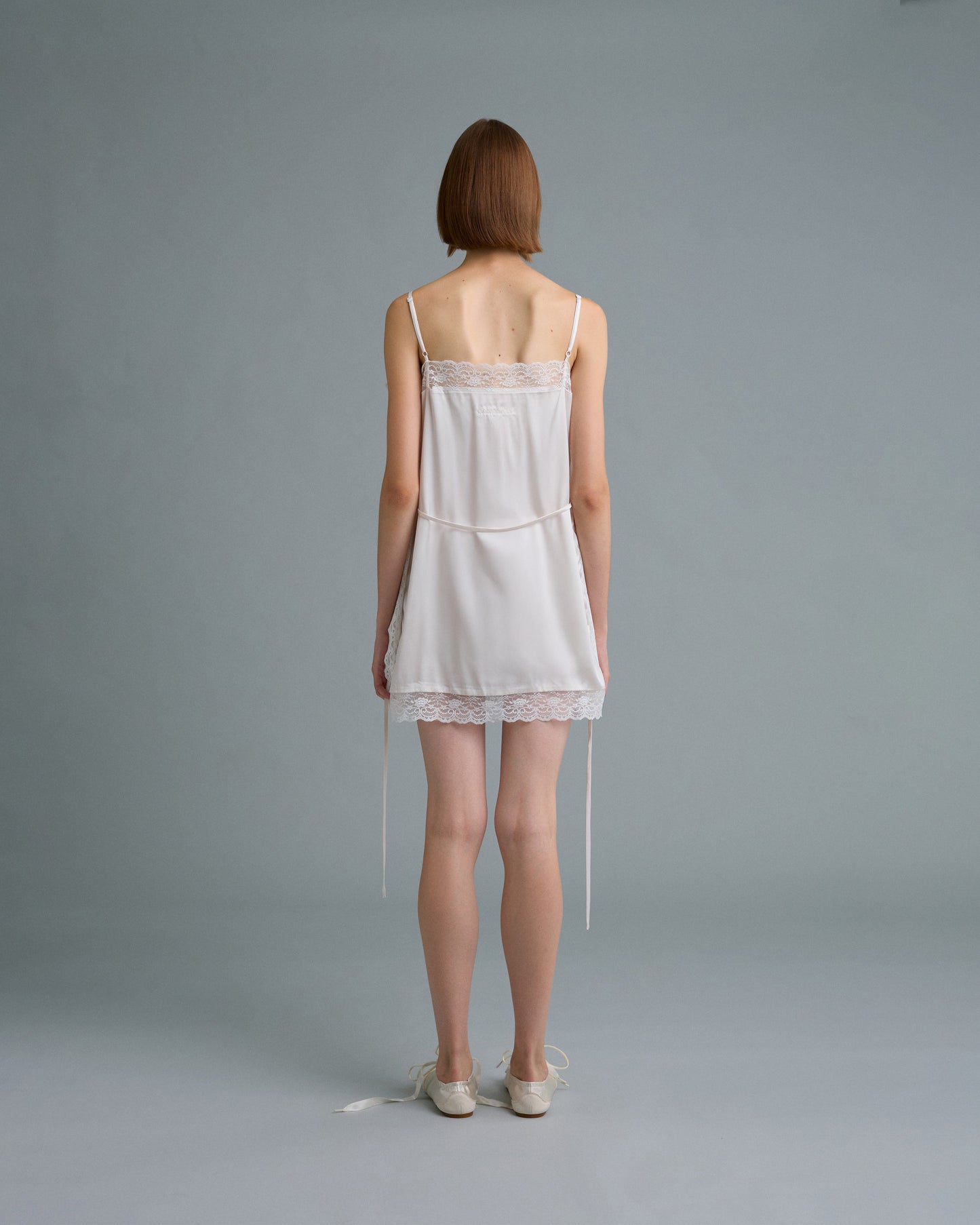 SQUARE SATIN MINI DRESS (OFF WHITE)
