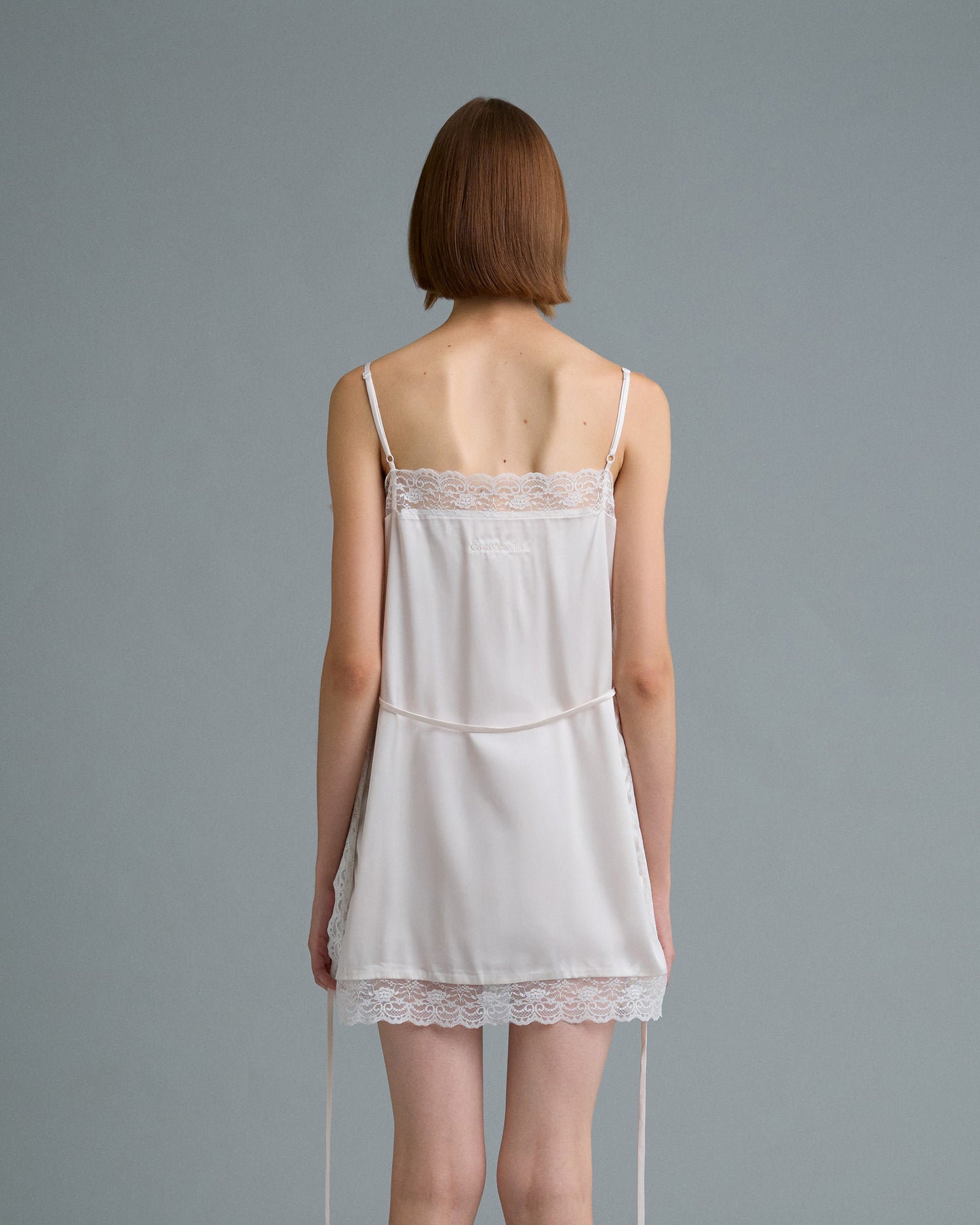 SQUARE SATIN MINI DRESS (OFF WHITE)