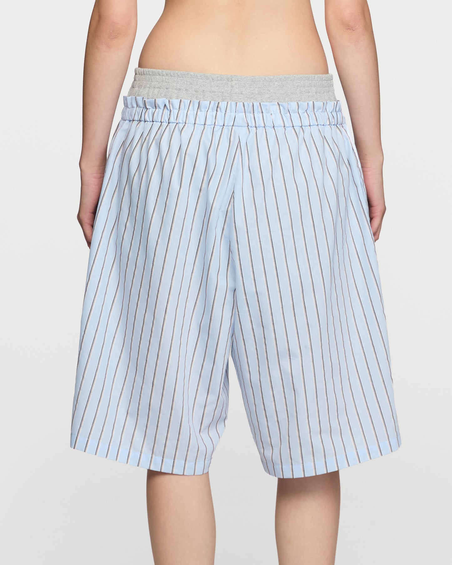 BABY BLUE RIBBED WAISTED BERMUDA SHORTS