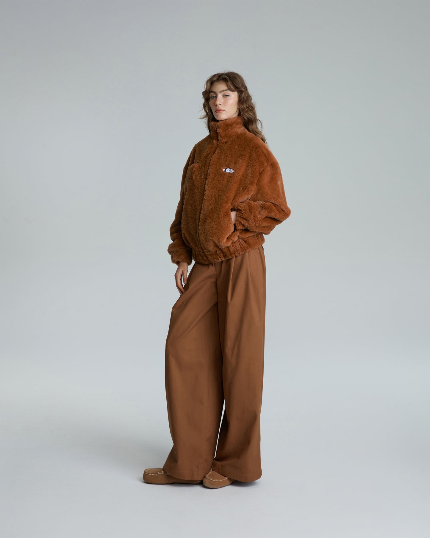 FAUX FUR FRONT ZIP JACKET