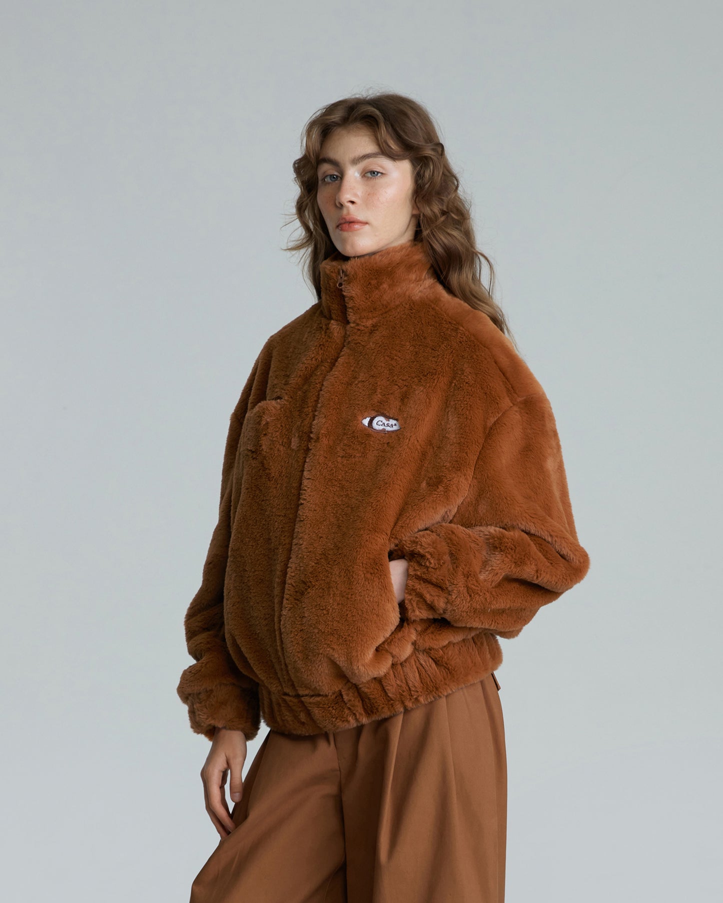 FAUX FUR FRONT ZIP JACKET