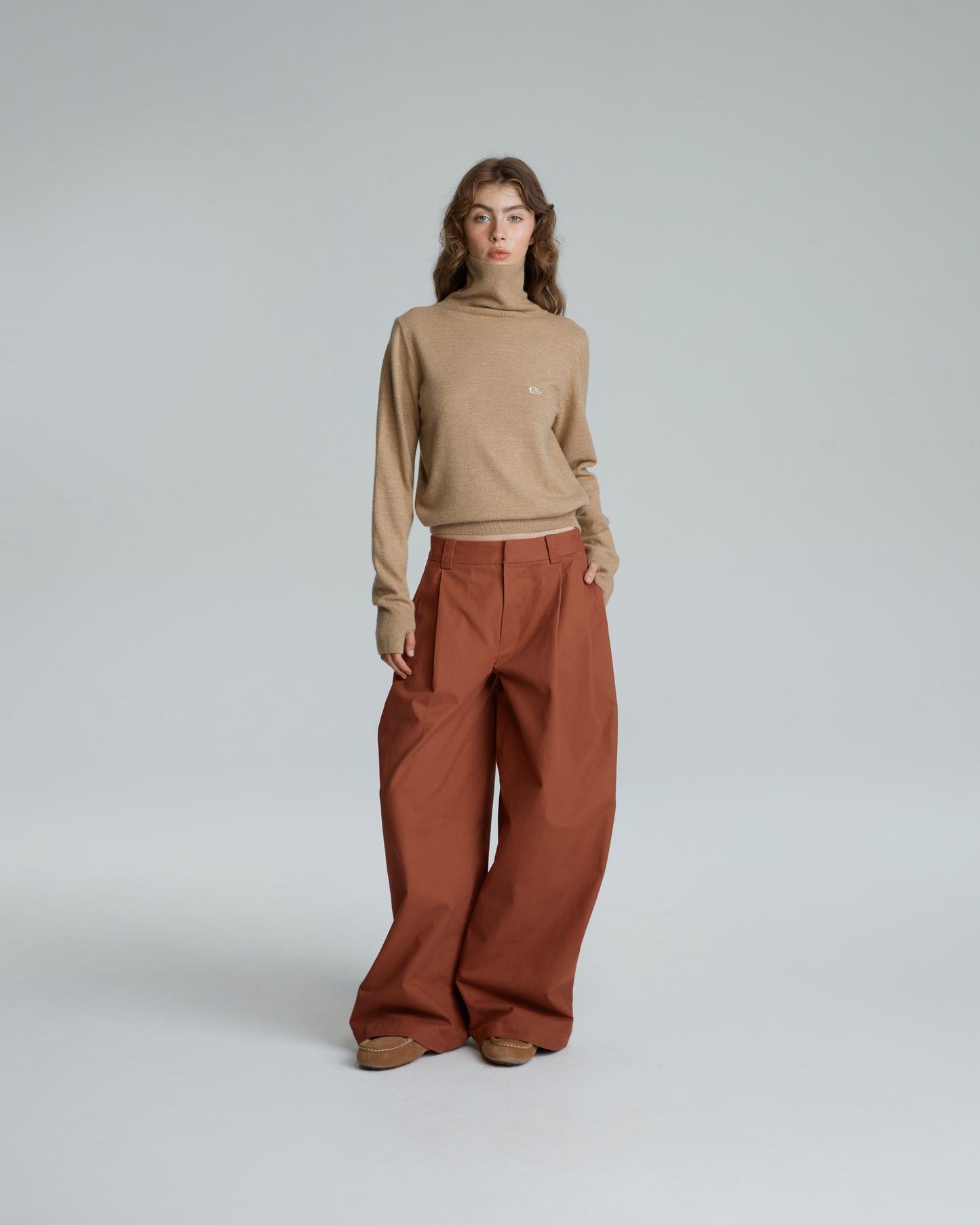 WIDE LEGS PANTS BROWN