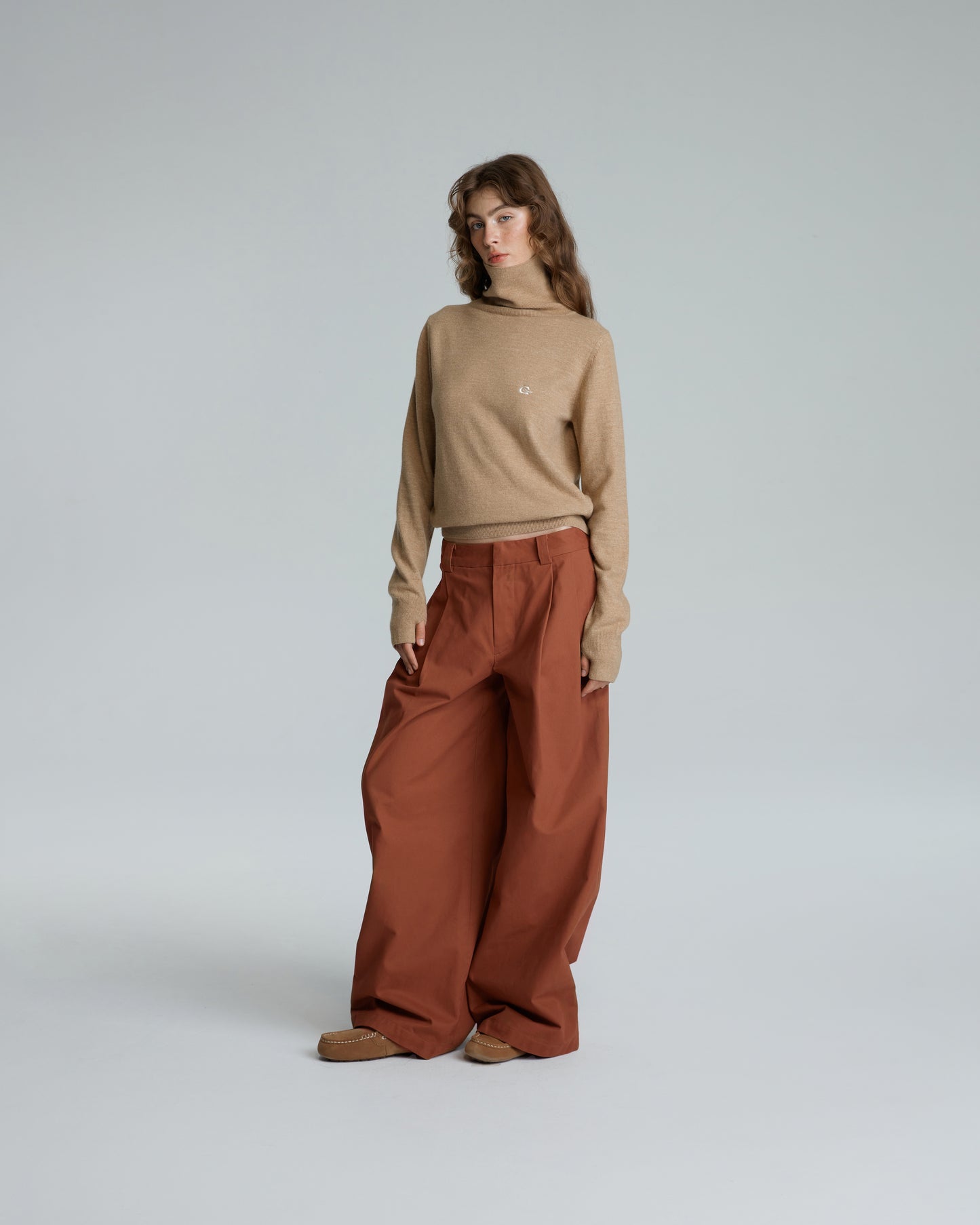 WIDE LEGS PANTS BROWN