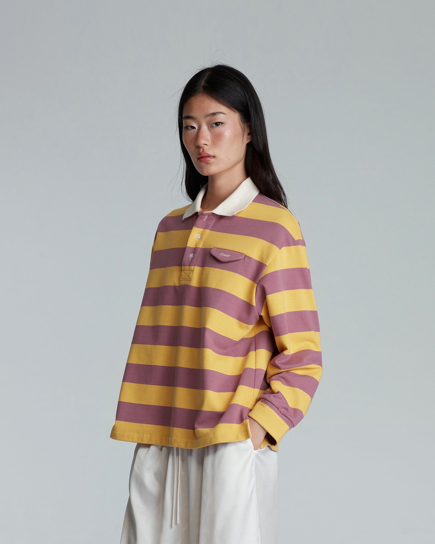 POLO STRIPE PURPLE TOP