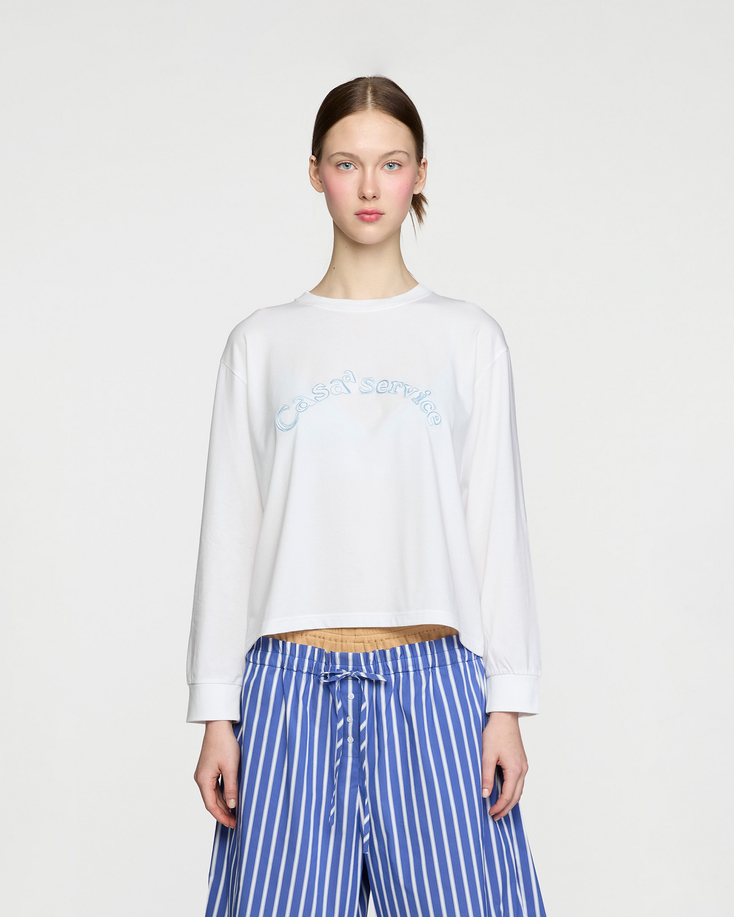 CASAa SERVICE BLUE EMBROIDERY TOP