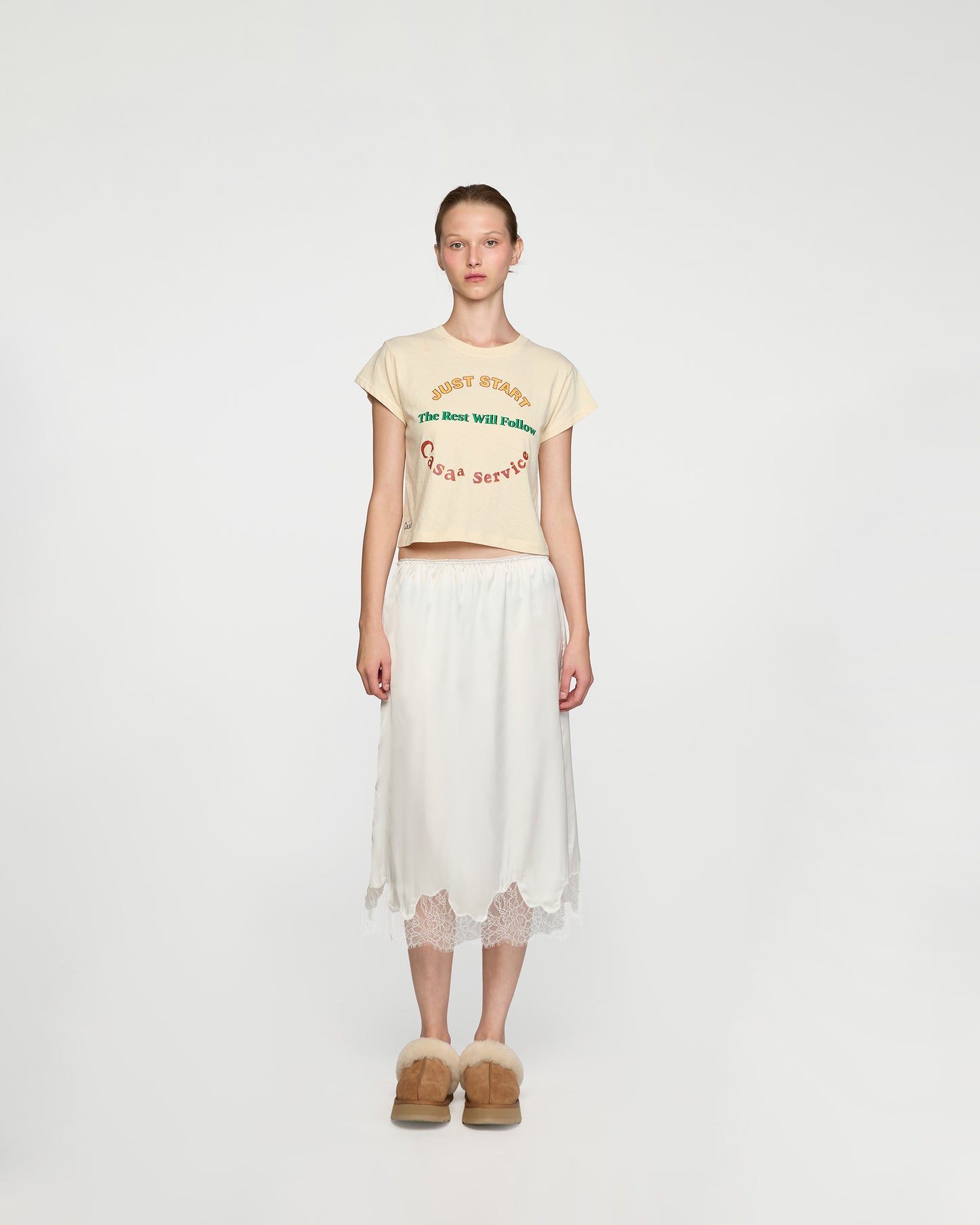 SATIN MIDI SKIRT (OFF WHITE)