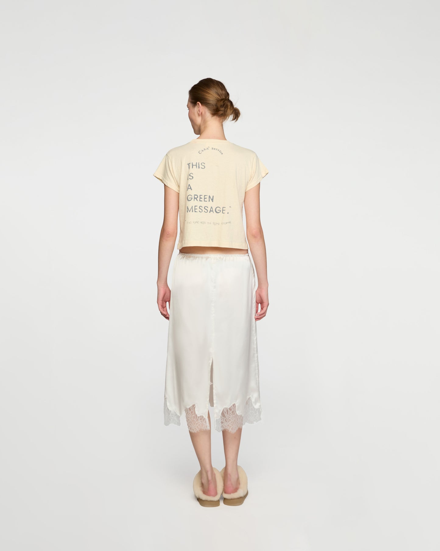 SATIN MIDI SKIRT (OFF WHITE)