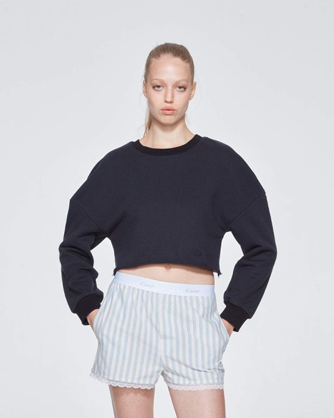 TERRY CROPPED TOP (BLACK)