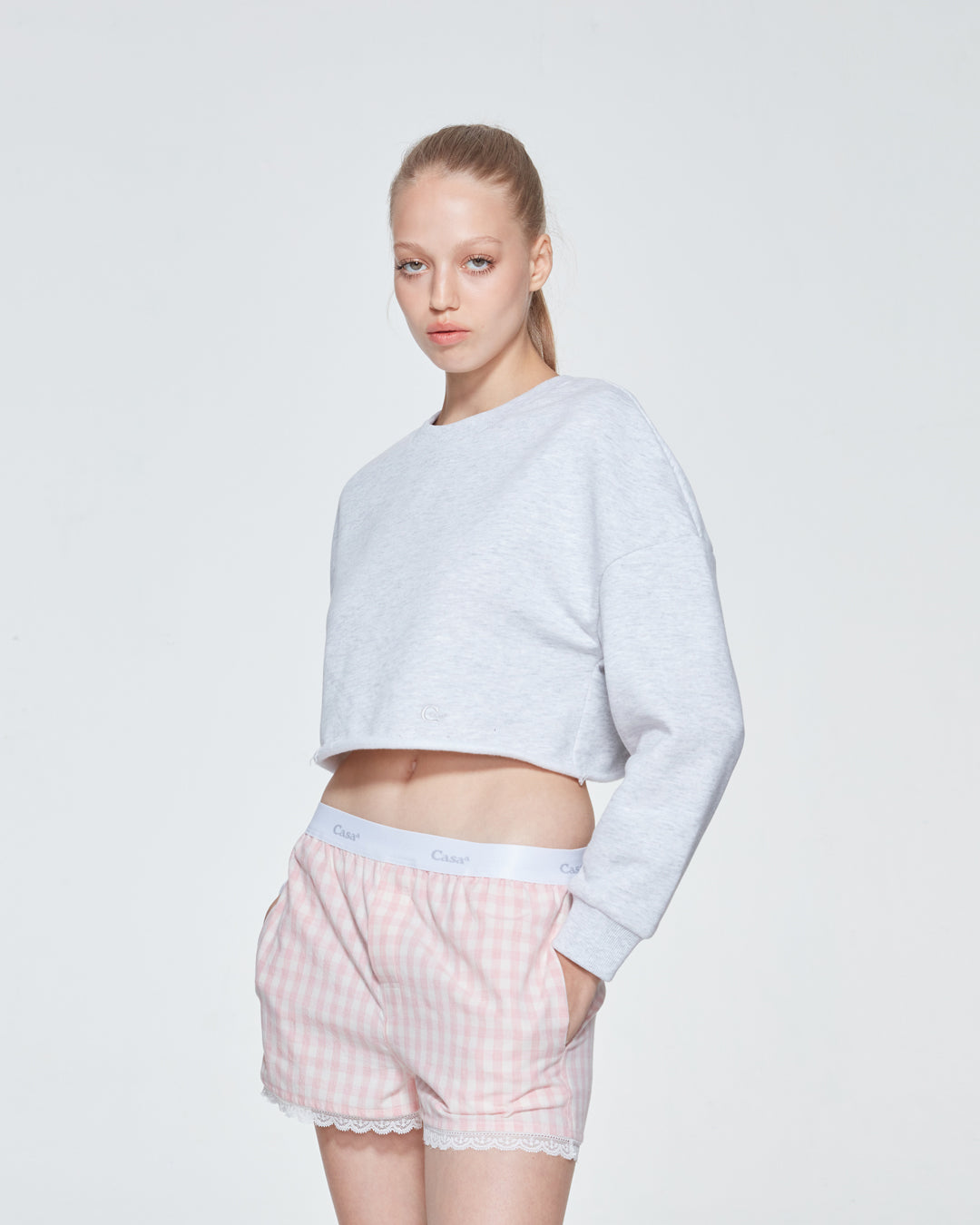 TERRY CROPPED TOP (GREY)