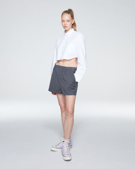 WHITE CROPPED SHIRT