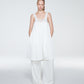 SATIN PANTS WITH RUFFLE HEM