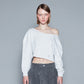 OFF SHOULDERS TERRY CROPPED TOP (GREY)