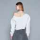 OFF SHOULDERS TERRY CROPPED TOP (GREY)