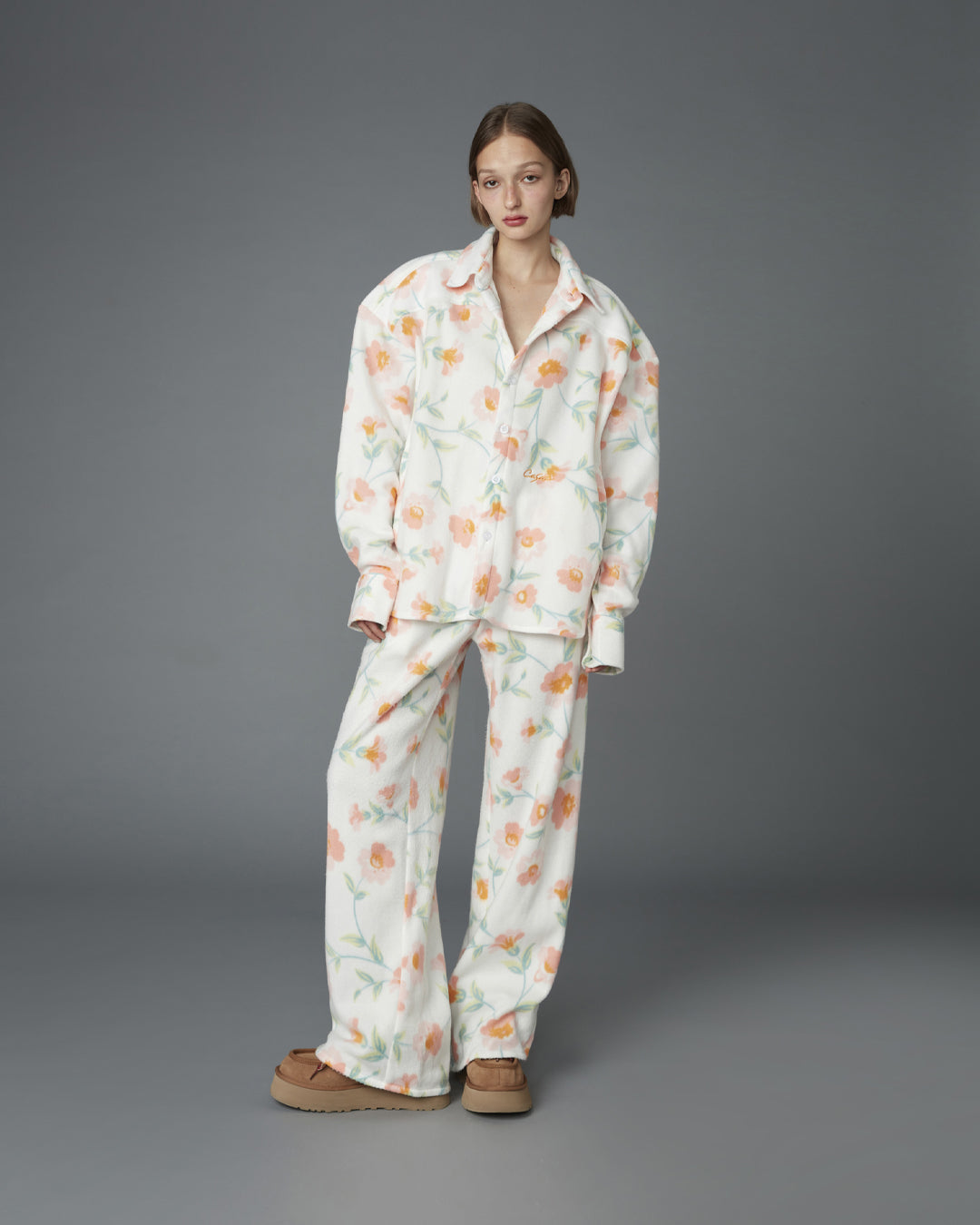 FLEECE SHIRT (FLORAL WHITE)