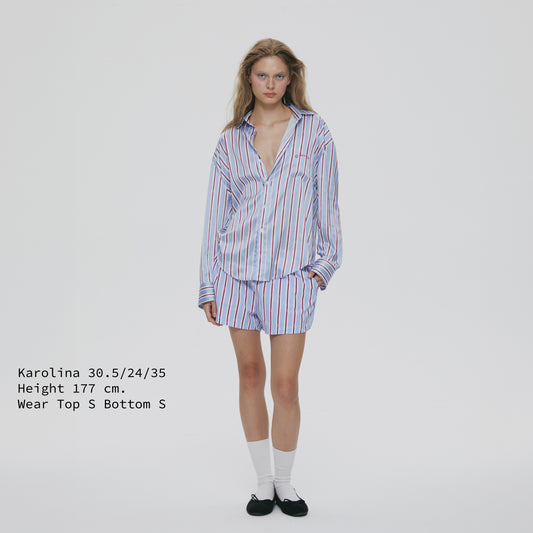 SATIN STRIPE SHIRT (C LOGO)