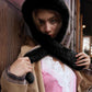 FAUX FUR HOOD SCARF BLACK
