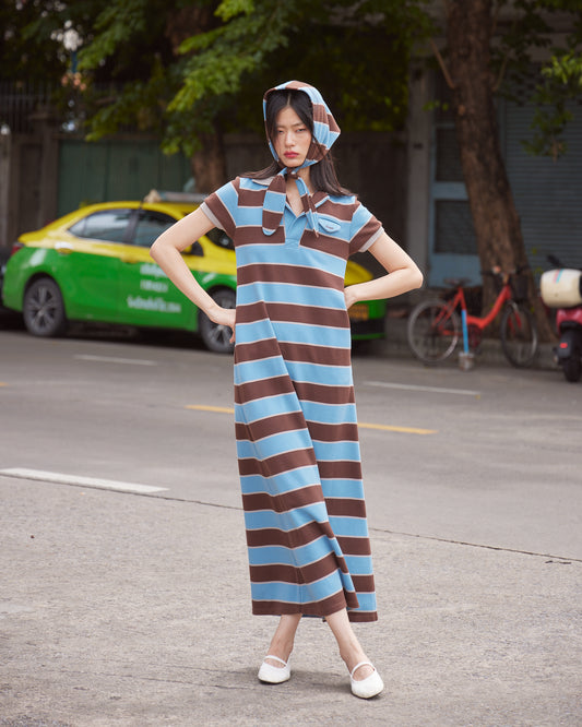 POLO DRESS (BLUE/BROWN)