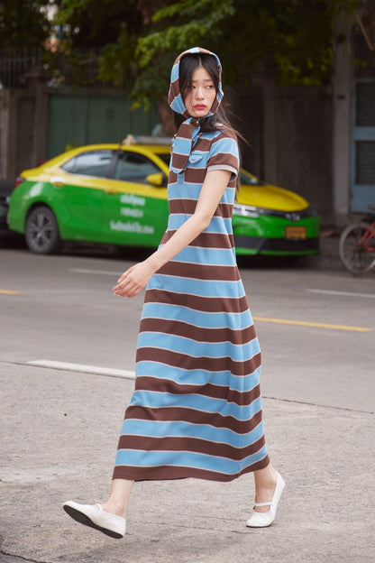 POLO DRESS (BLUE/BROWN)