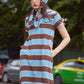 POLO DRESS (BLUE/BROWN)