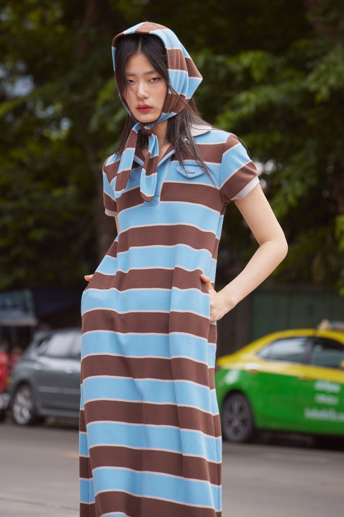 POLO DRESS (BLUE/BROWN)