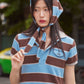 POLO DRESS (BLUE/BROWN)