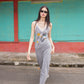 LACE TRIMMED DRESS (GREY BUNNY)
