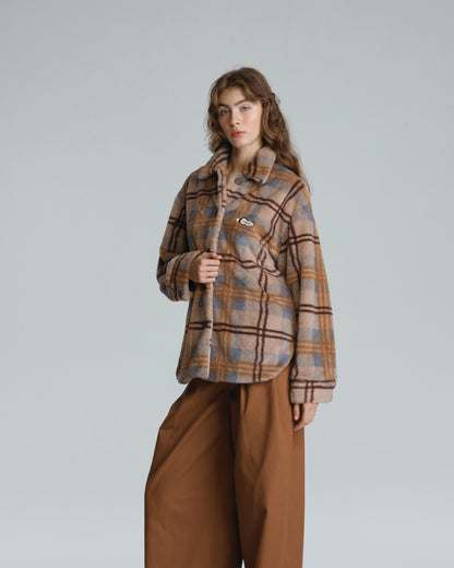 FAUX FUR TARTAN JACKET