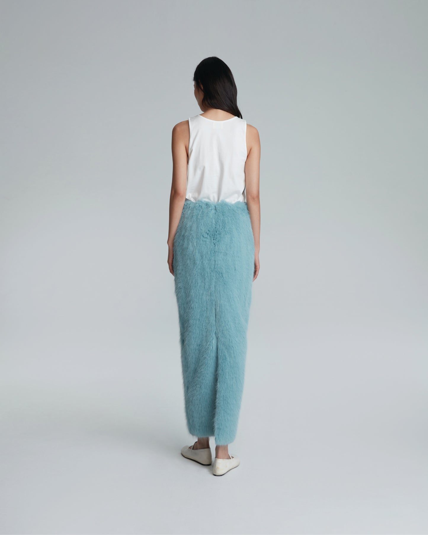 FAUX FUR MAXI SKIRT (BLUE)