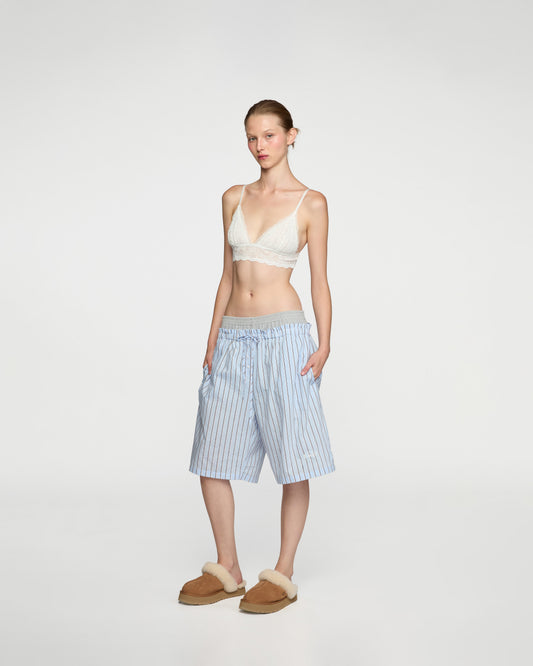 BABY BLUE RIBBED WAISTED BERMUDA SHORTS