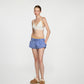 BLUE RIBBED WAISTED SHORTS